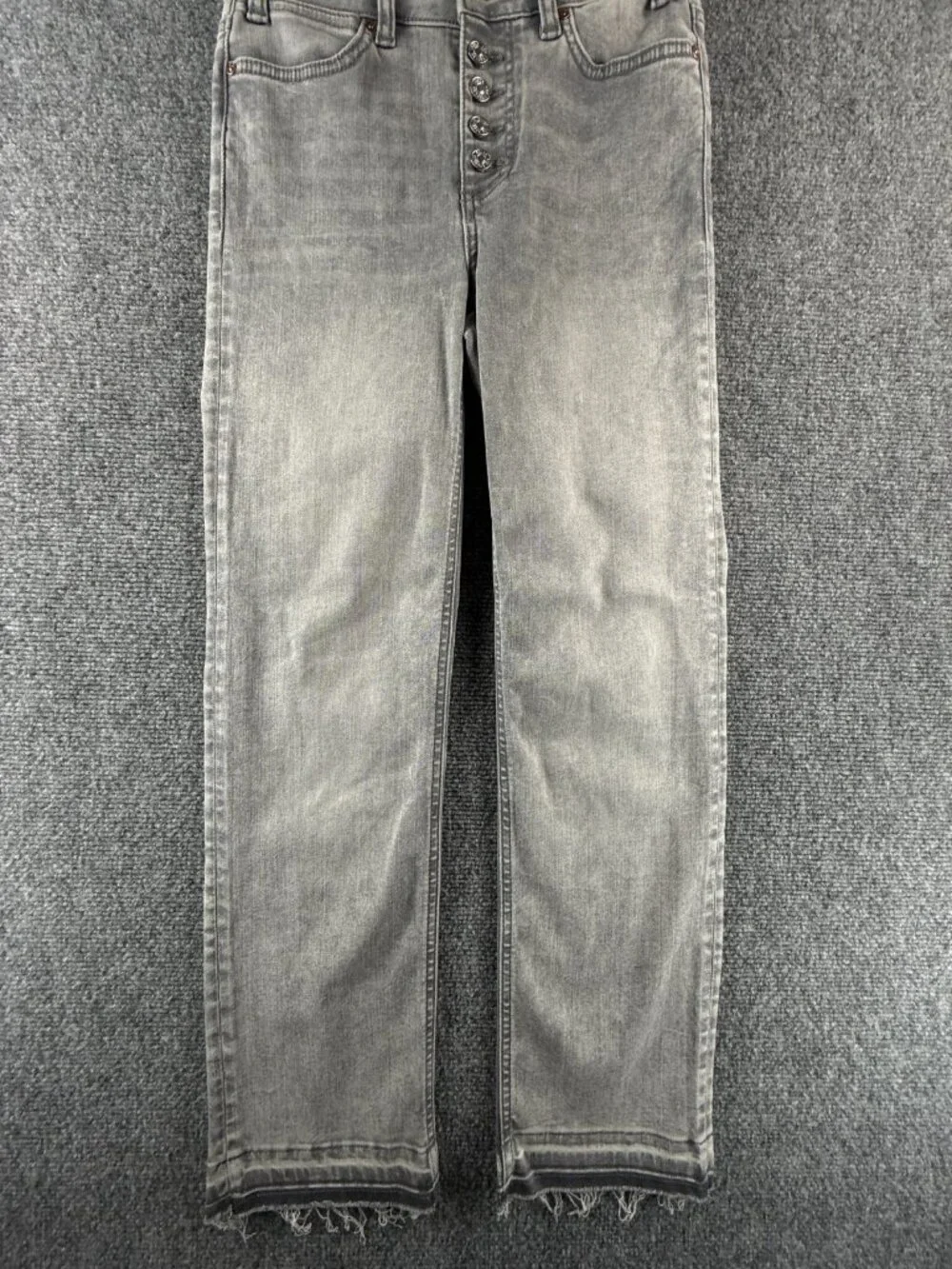 Paige Cindy Crop 24 Denim Gray Jeans Cotton Blend Soft Faded Asphalt ACTL 24X26